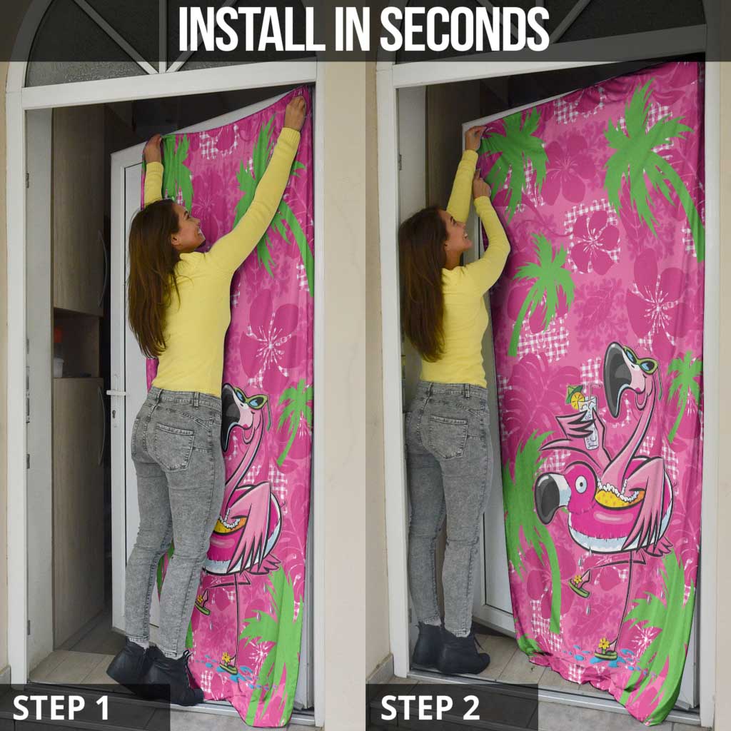 Aloha Hawaii Christmas Door Cover Mele Kalikimaka Chill Flamingo Palaka Quilt Motifs LT14 - Polynesian Pride
