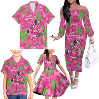 Aloha Hawaii Christmas Family Matching Off The Shoulder Long Sleeve Dress and Hawaiian Shirt Mele Kalikimaka Chill Flamingo Palaka Quilt Motifs LT14 - Polynesian Pride