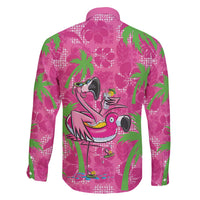 Aloha Hawaii Christmas Family Matching Off The Shoulder Long Sleeve Dress and Hawaiian Shirt Mele Kalikimaka Chill Flamingo Palaka Quilt Motifs LT14 - Polynesian Pride