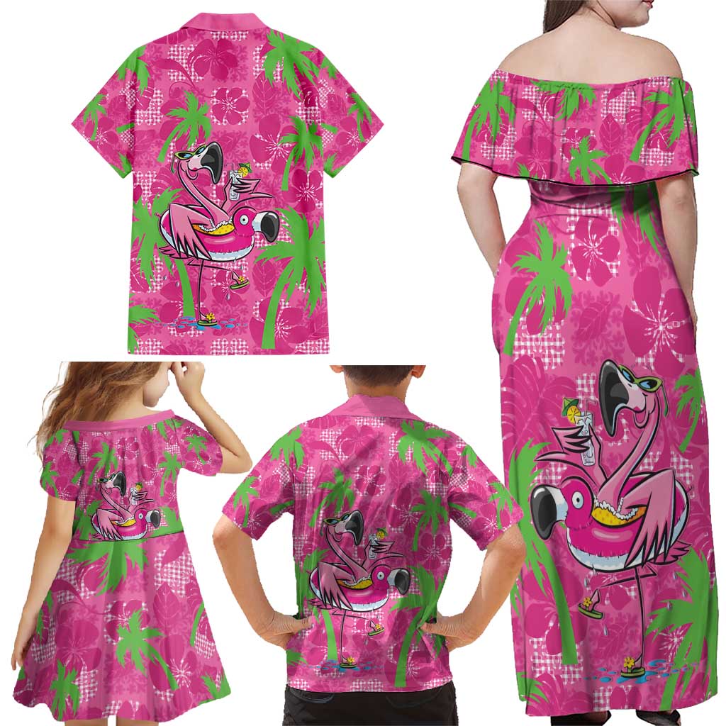 Aloha Hawaii Christmas Family Matching Off Shoulder Maxi Dress and Hawaiian Shirt Mele Kalikimaka Chill Flamingo Palaka Quilt Motifs LT14 - Polynesian Pride
