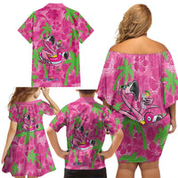Aloha Hawaii Christmas Family Matching Off Shoulder Short Dress and Hawaiian Shirt Mele Kalikimaka Chill Flamingo Palaka Quilt Motifs LT14 - Polynesian Pride