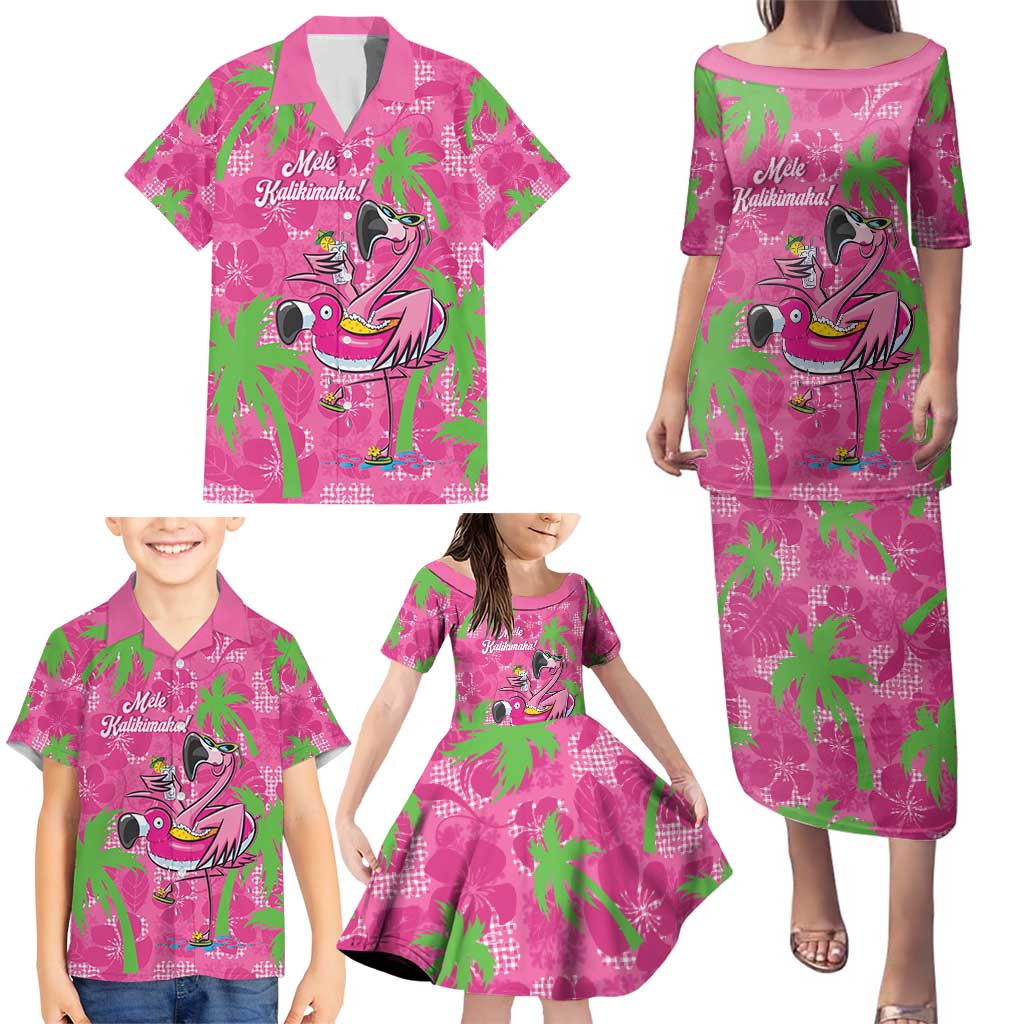 Aloha Hawaii Christmas Family Matching Puletasi and Hawaiian Shirt Mele Kalikimaka Chill Flamingo Palaka Quilt Motifs LT14 - Polynesian Pride