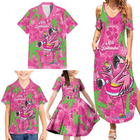 Aloha Hawaii Christmas Family Matching Summer Maxi Dress and Hawaiian Shirt Mele Kalikimaka Chill Flamingo Palaka Quilt Motifs LT14 - Polynesian Pride