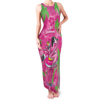 Aloha Hawaii Christmas Family Matching Tank Maxi Dress and Hawaiian Shirt Mele Kalikimaka Chill Flamingo Palaka Quilt Motifs LT14 Mom's Dress Pink - Polynesian Pride
