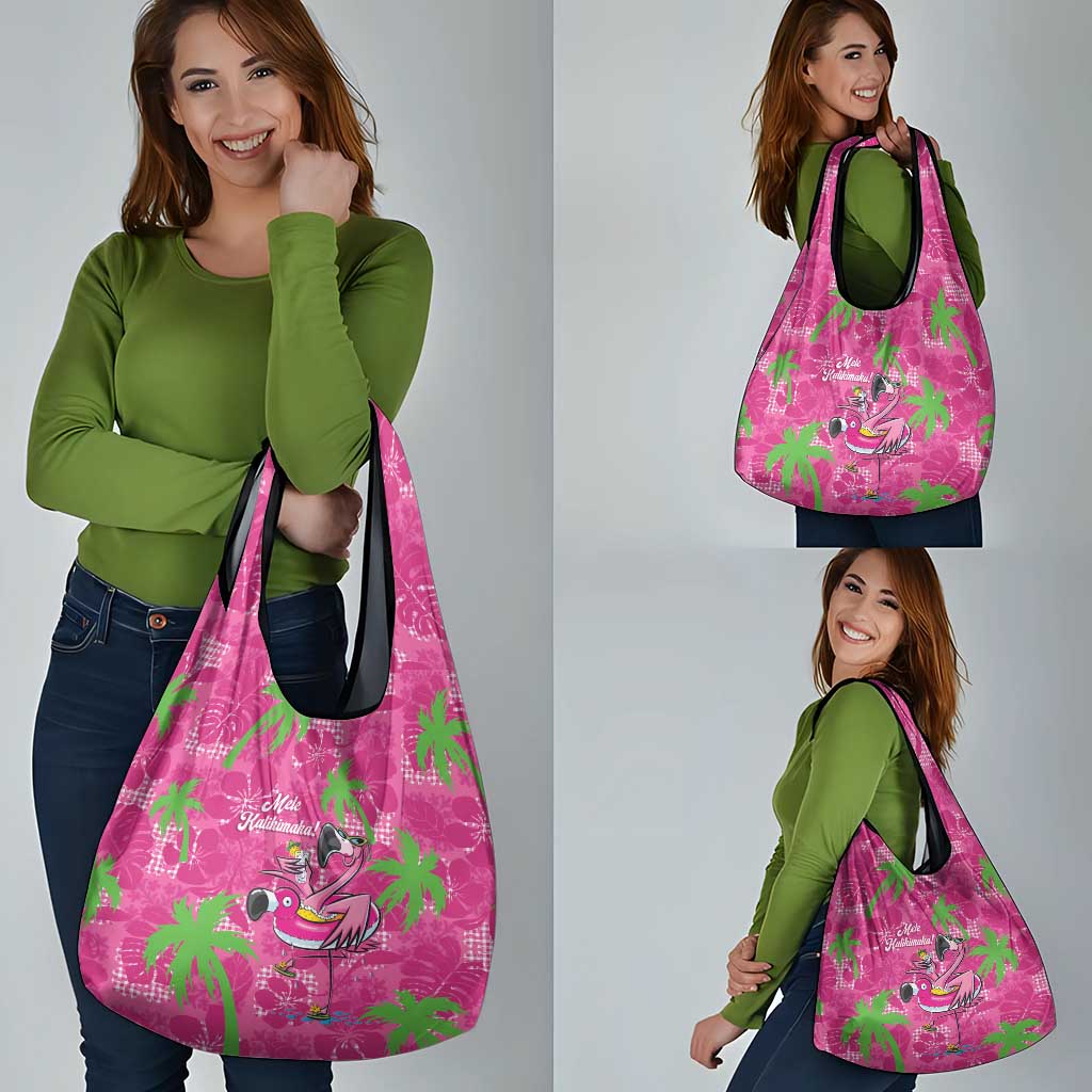 Aloha Hawaii Christmas Grocery Bag Mele Kalikimaka Chill Flamingo Palaka Quilt Motifs - Polynesian Pride