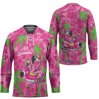 Aloha Hawaii Christmas Hockey Jersey Mele Kalikimaka Chill Flamingo Palaka Quilt Motifs LT14 - Polynesian Pride
