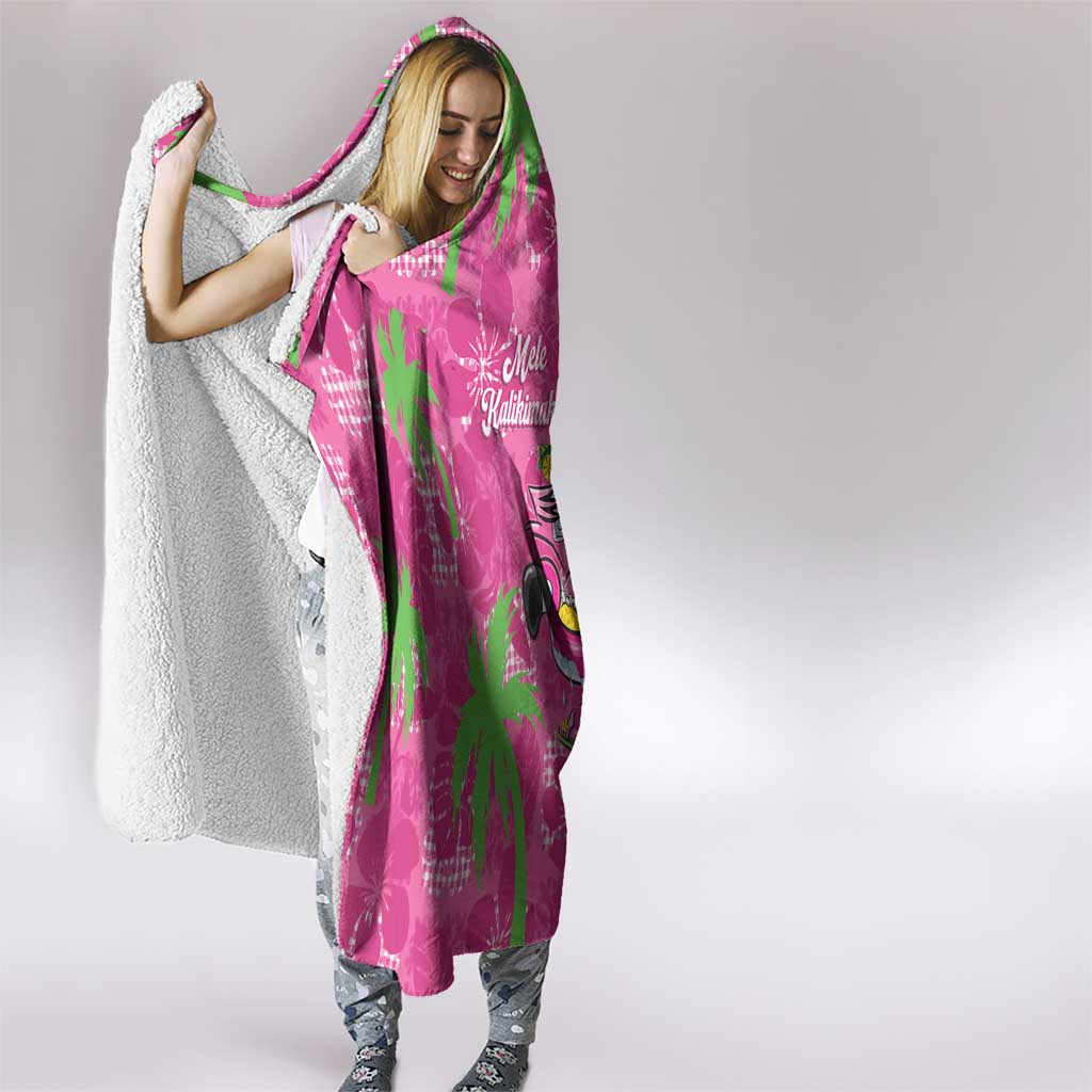 Aloha Hawaii Christmas Hooded Blanket Mele Kalikimaka Chill Flamingo Palaka Quilt Motifs - Polynesian Pride