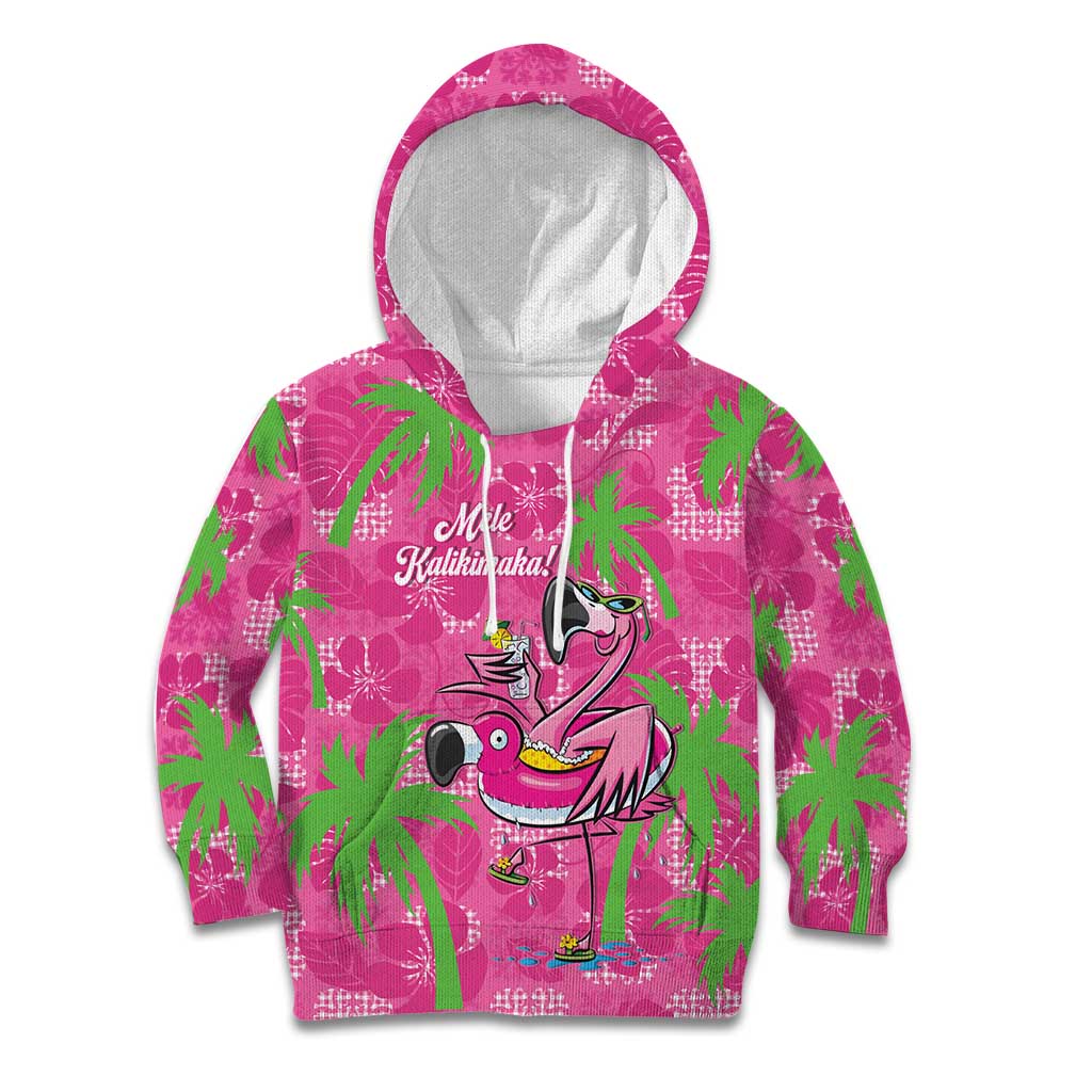 Aloha Hawaii Christmas Kid Hoodie Mele Kalikimaka Chill Flamingo Palaka Quilt Motifs LT14 Hoodie Pink - Polynesian Pride