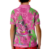 Aloha Hawaii Christmas Kid Polo Shirt Mele Kalikimaka Chill Flamingo Palaka Quilt Motifs LT14 - Polynesian Pride