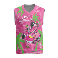 Aloha Hawaii Christmas Knitted V-Neck Vest Mele Kalikimaka Chill Flamingo Palaka Quilt Motifs LT14 Pink - Polynesian Pride