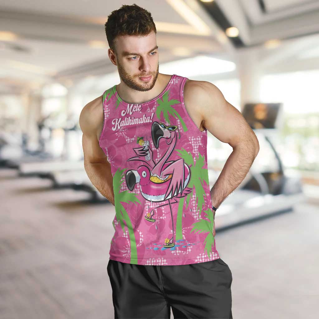 Aloha Hawaii Christmas Men Tank Top Mele Kalikimaka Chill Flamingo Palaka Quilt Motifs - Polynesian Pride