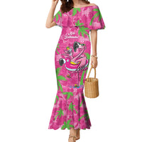 Aloha Hawaii Christmas Mermaid Dress Mele Kalikimaka Chill Flamingo Palaka Quilt Motifs LT14 Women Pink - Polynesian Pride