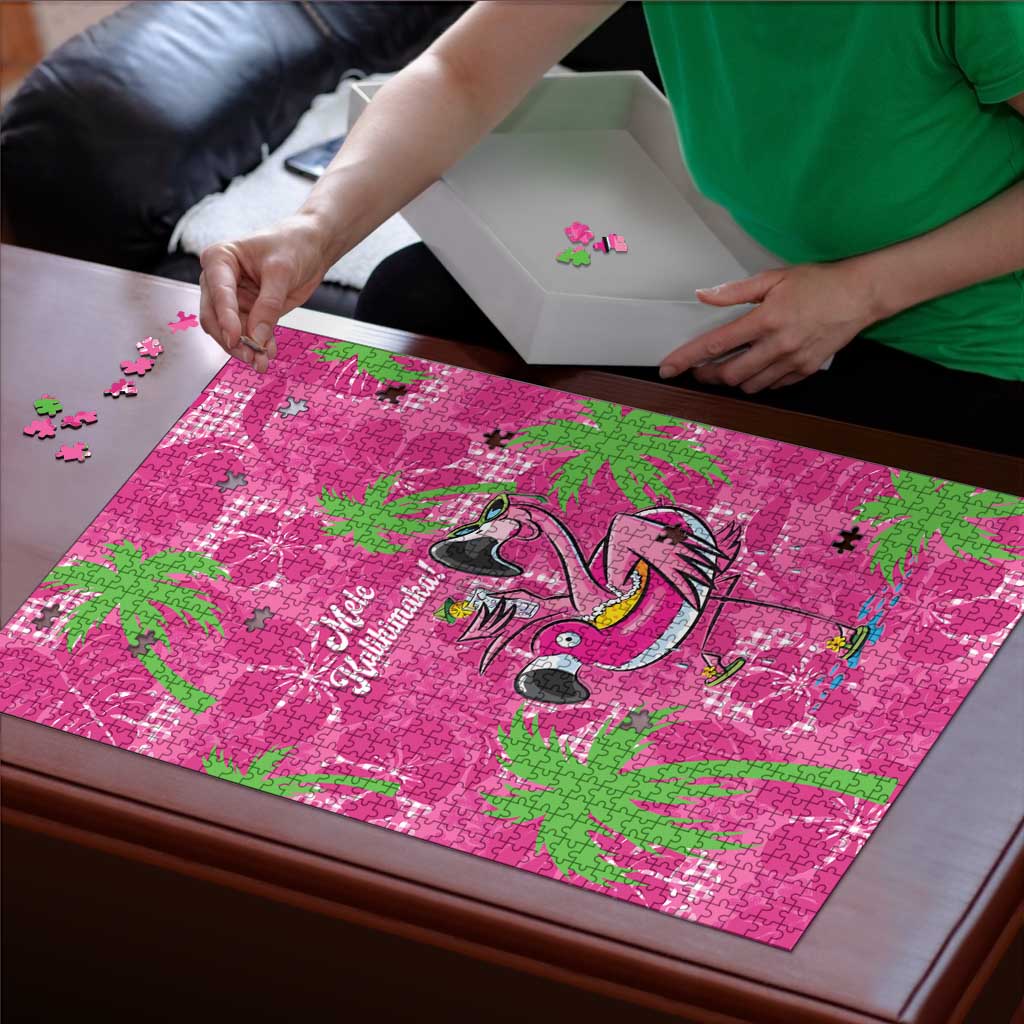 Aloha Hawaii Christmas Puzzle Mele Kalikimaka Chill Flamingo Palaka Quilt Motifs - Polynesian Pride