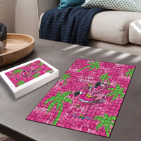 Aloha Hawaii Christmas Puzzle Mele Kalikimaka Chill Flamingo Palaka Quilt Motifs - Polynesian Pride