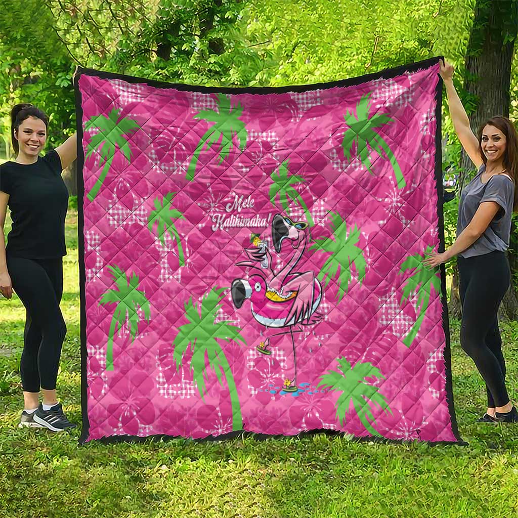 Aloha Hawaii Christmas Quilt Mele Kalikimaka Chill Flamingo Palaka Quilt Motifs - Polynesian Pride
