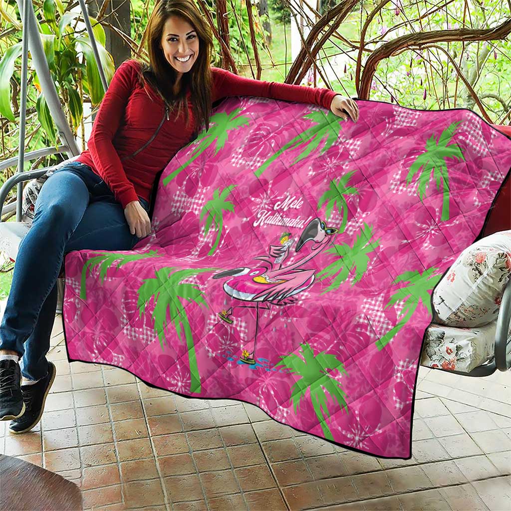 Aloha Hawaii Christmas Quilt Mele Kalikimaka Chill Flamingo Palaka Quilt Motifs - Polynesian Pride