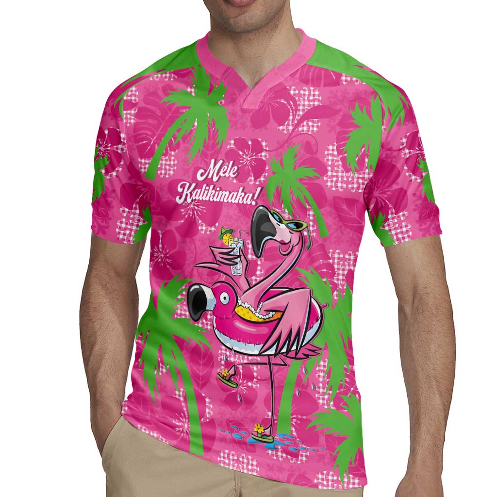 Aloha Hawaii Christmas Rugby Jersey Mele Kalikimaka Chill Flamingo Palaka Quilt Motifs - Polynesian Pride