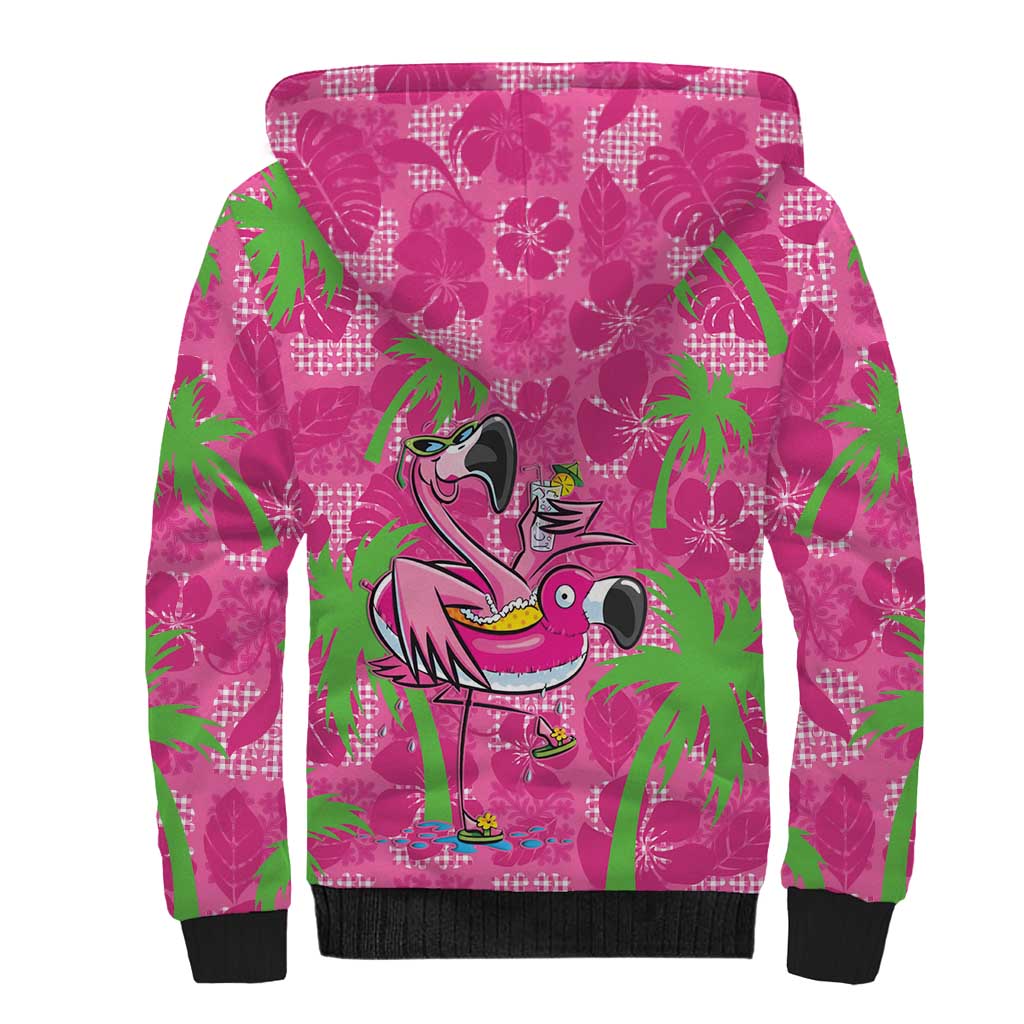 Aloha Hawaii Christmas Sherpa Hoodie Mele Kalikimaka Chill Flamingo Palaka Quilt Motifs LT14 - Polynesian Pride