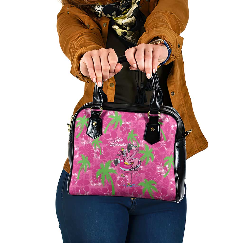 Aloha Hawaii Christmas Shoulder Handbag Mele Kalikimaka Chill Flamingo Palaka Quilt Motifs - Polynesian Pride