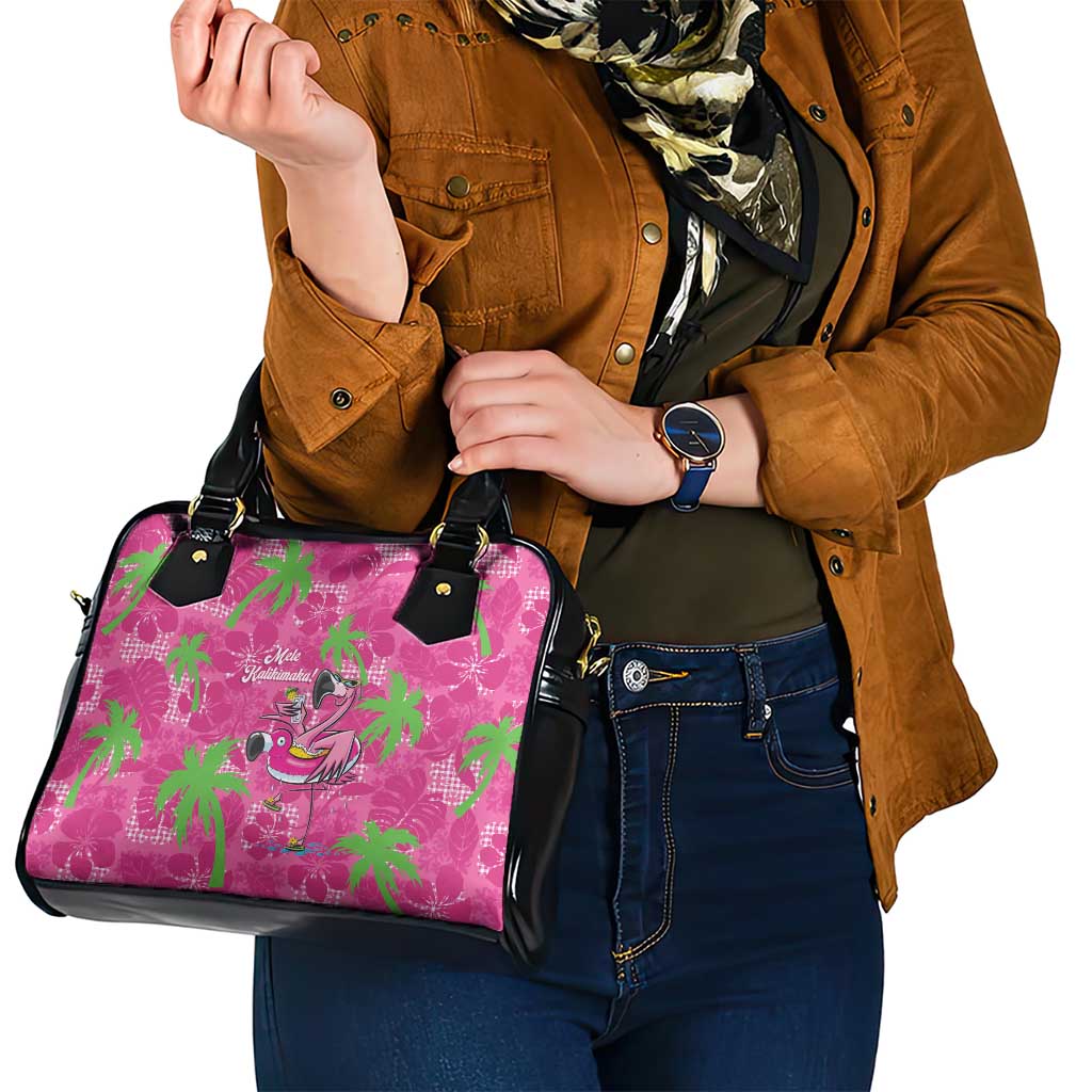 Aloha Hawaii Christmas Shoulder Handbag Mele Kalikimaka Chill Flamingo Palaka Quilt Motifs - Polynesian Pride