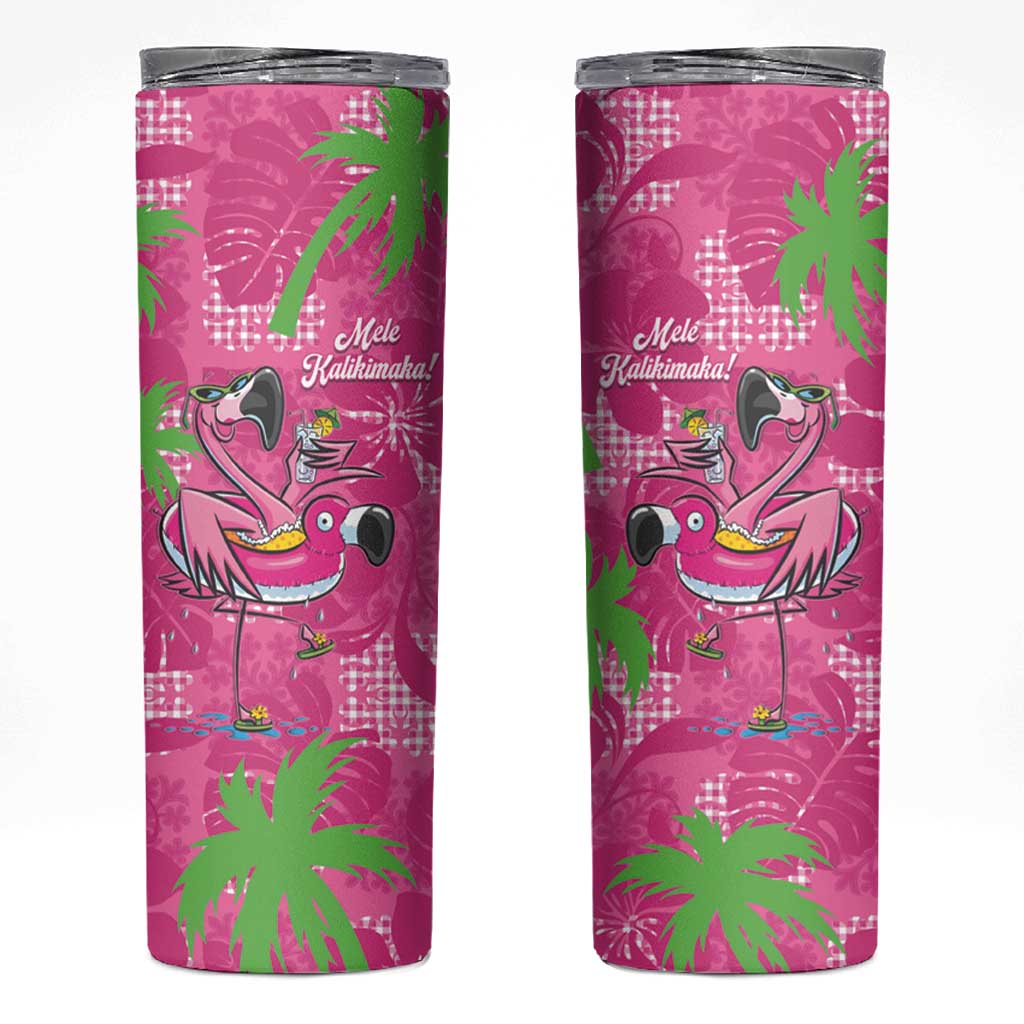 Aloha Hawaii Christmas Skinny Tumbler Mele Kalikimaka Chill Flamingo Palaka Quilt Motifs LT14 Pink - Polynesian Pride