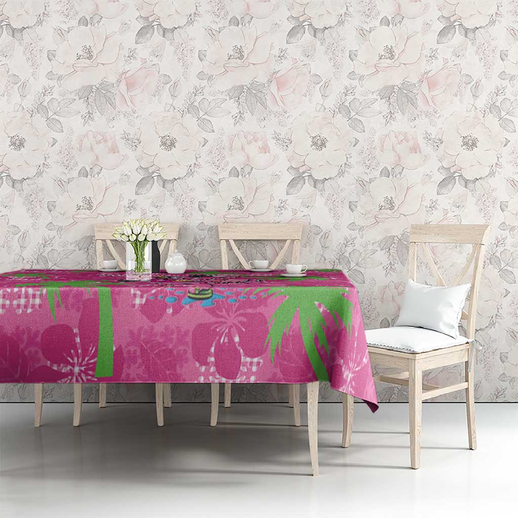 Aloha Hawaii Christmas Tablecloth Mele Kalikimaka Chill Flamingo Palaka Quilt Motifs - Polynesian Pride