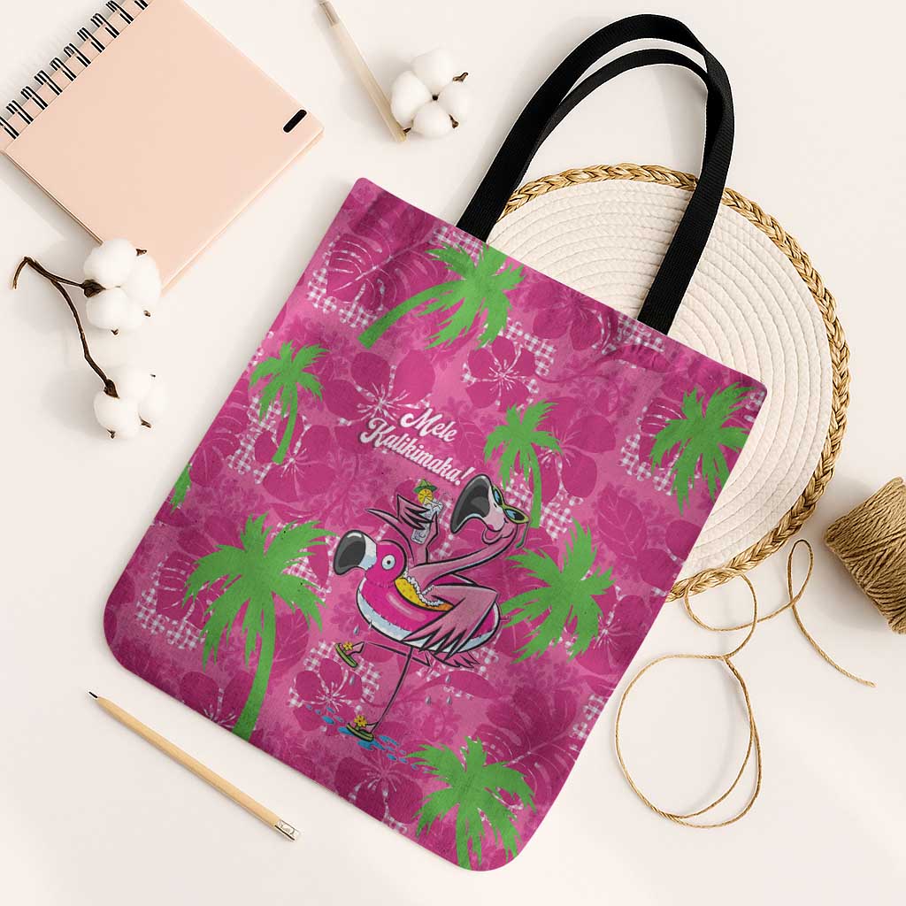 Aloha Hawaii Christmas Tote Bag Mele Kalikimaka Chill Flamingo Palaka Quilt Motifs - Polynesian Pride