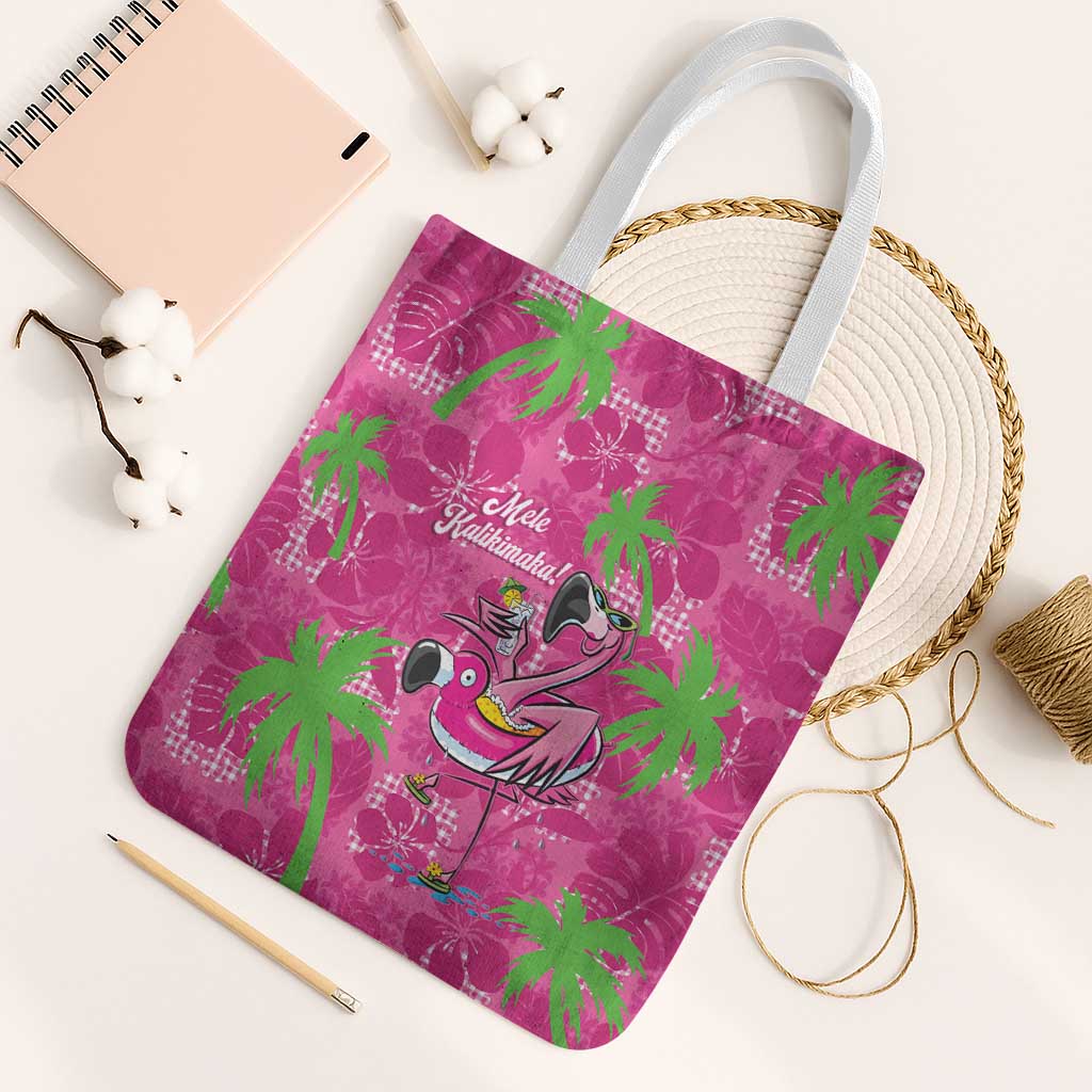 Aloha Hawaii Christmas Tote Bag Mele Kalikimaka Chill Flamingo Palaka Quilt Motifs - Polynesian Pride