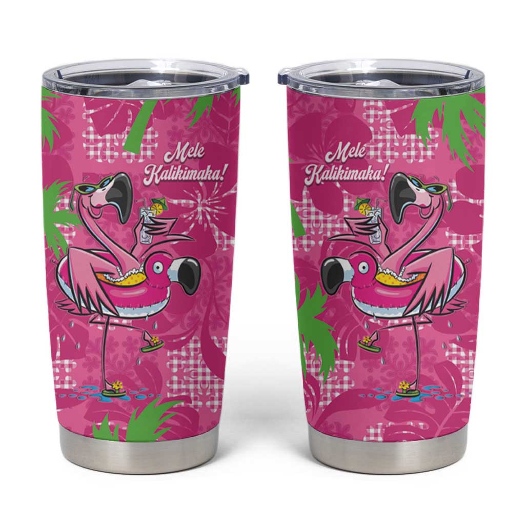 Aloha Hawaii Christmas Tumbler Cup Mele Kalikimaka Chill Flamingo Palaka Quilt Motifs LT14 Pink - Polynesian Pride
