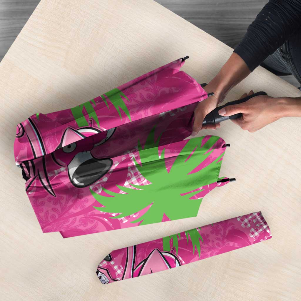 Aloha Hawaii Christmas Umbrella Mele Kalikimaka Chill Flamingo Palaka Quilt Motifs - Polynesian Pride