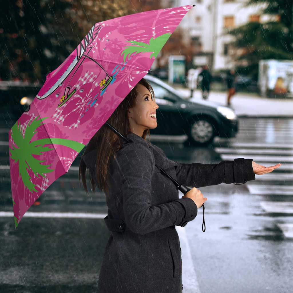 Aloha Hawaii Christmas Umbrella Mele Kalikimaka Chill Flamingo Palaka Quilt Motifs - Polynesian Pride