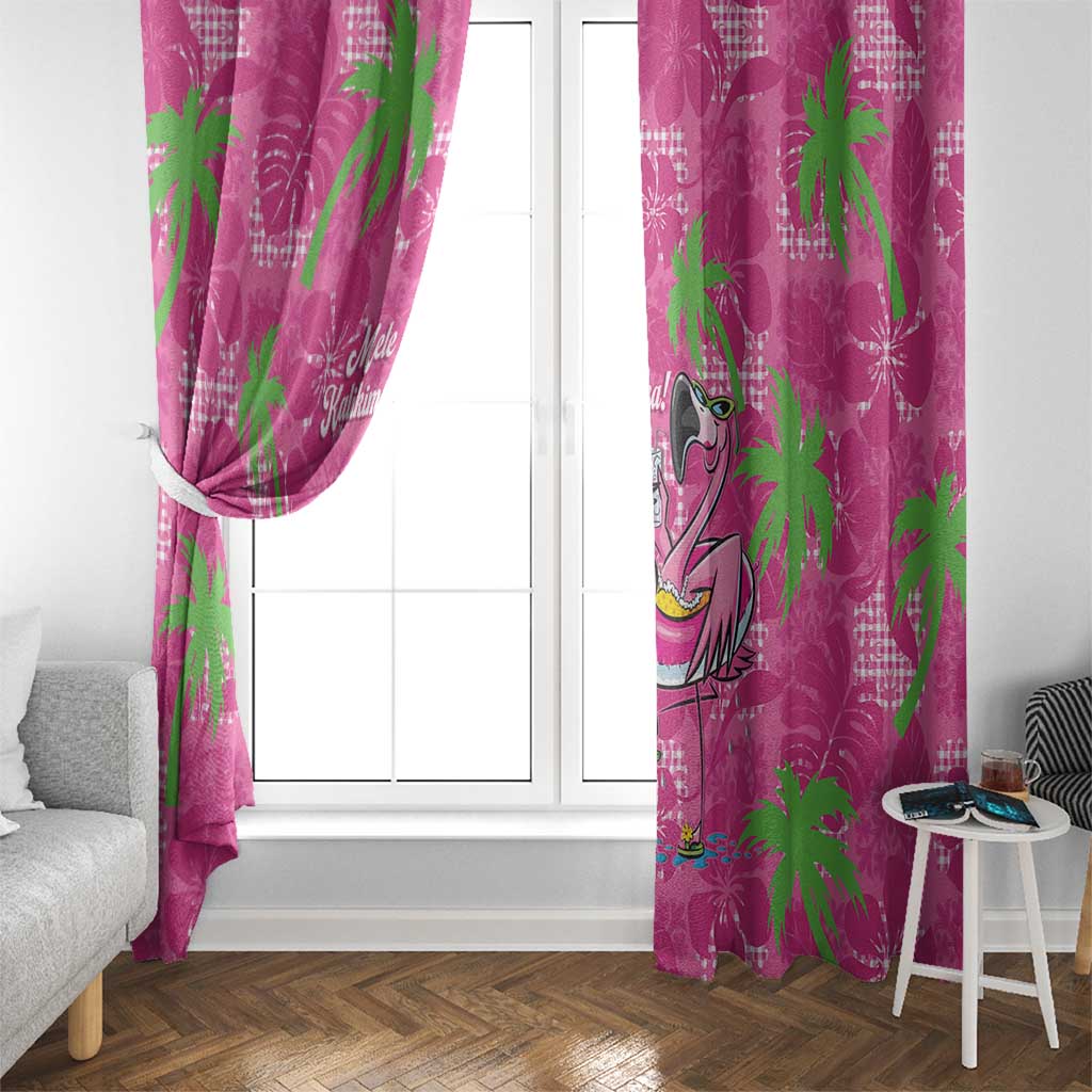Aloha Hawaii Christmas Window Curtain Mele Kalikimaka Chill Flamingo Palaka Quilt Motifs - Polynesian Pride