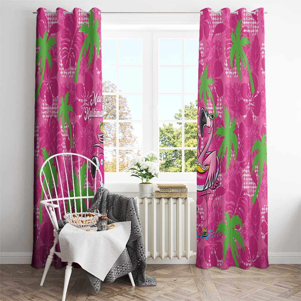 Aloha Hawaii Christmas Window Curtain Mele Kalikimaka Chill Flamingo Palaka Quilt Motifs - Polynesian Pride