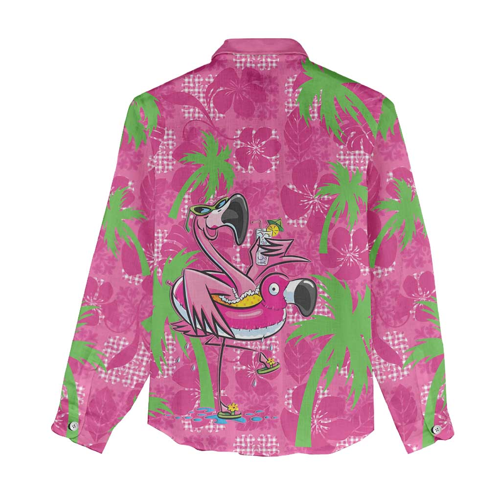 Aloha Hawaii Christmas Women Casual Shirt Mele Kalikimaka Chill Flamingo Palaka Quilt Motifs LT14 - Polynesian Pride