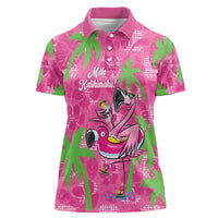 Aloha Hawaii Christmas Women Polo Shirt Mele Kalikimaka Chill Flamingo Palaka Quilt Motifs LT14 Female Pink - Polynesian Pride