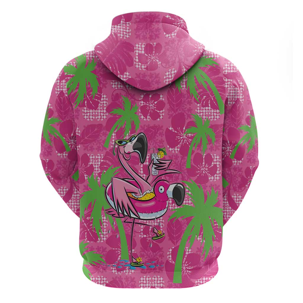 Aloha Hawaii Christmas Zip Hoodie Mele Kalikimaka Chill Flamingo Palaka Quilt Motifs LT14 - Polynesian Pride