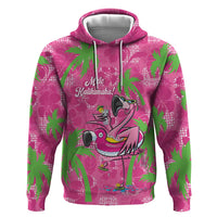 Aloha Hawaii Christmas Zip Hoodie Mele Kalikimaka Chill Flamingo Palaka Quilt Motifs LT14 Pullover Hoodie Pink - Polynesian Pride