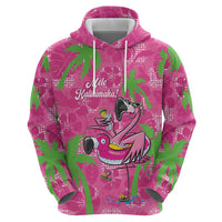 Aloha Hawaii Christmas Zip Hoodie Mele Kalikimaka Chill Flamingo Palaka Quilt Motifs LT14 - Polynesian Pride