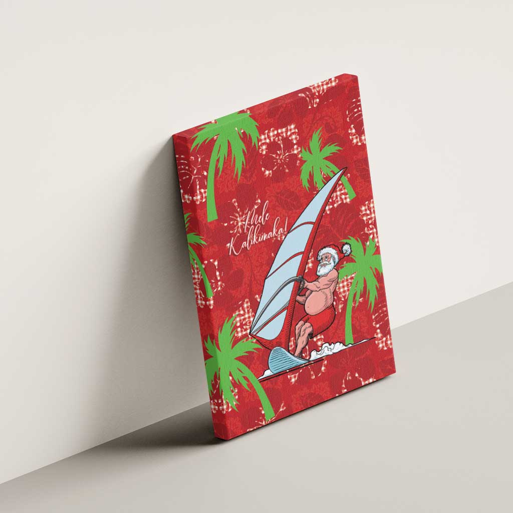 Aloha Hawaii Christmas Canvas Wall Art Mele Kalikimaka Windsurfing Santa Palaka Quilt Motifs - Polynesian Pride