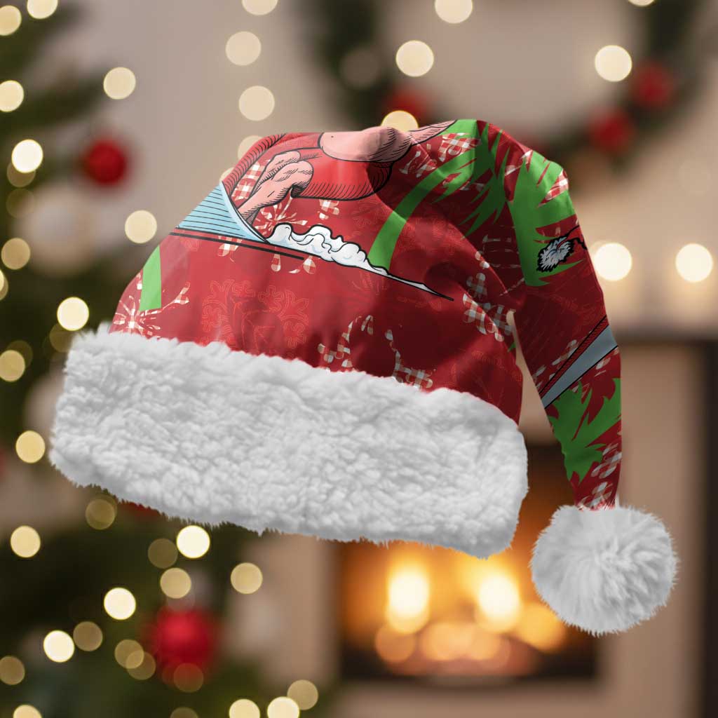 Aloha Hawaii Christmas Santa Hat Mele Kalikimaka Windsurfing Santa Palaka Quilt Motifs - Polynesian Pride