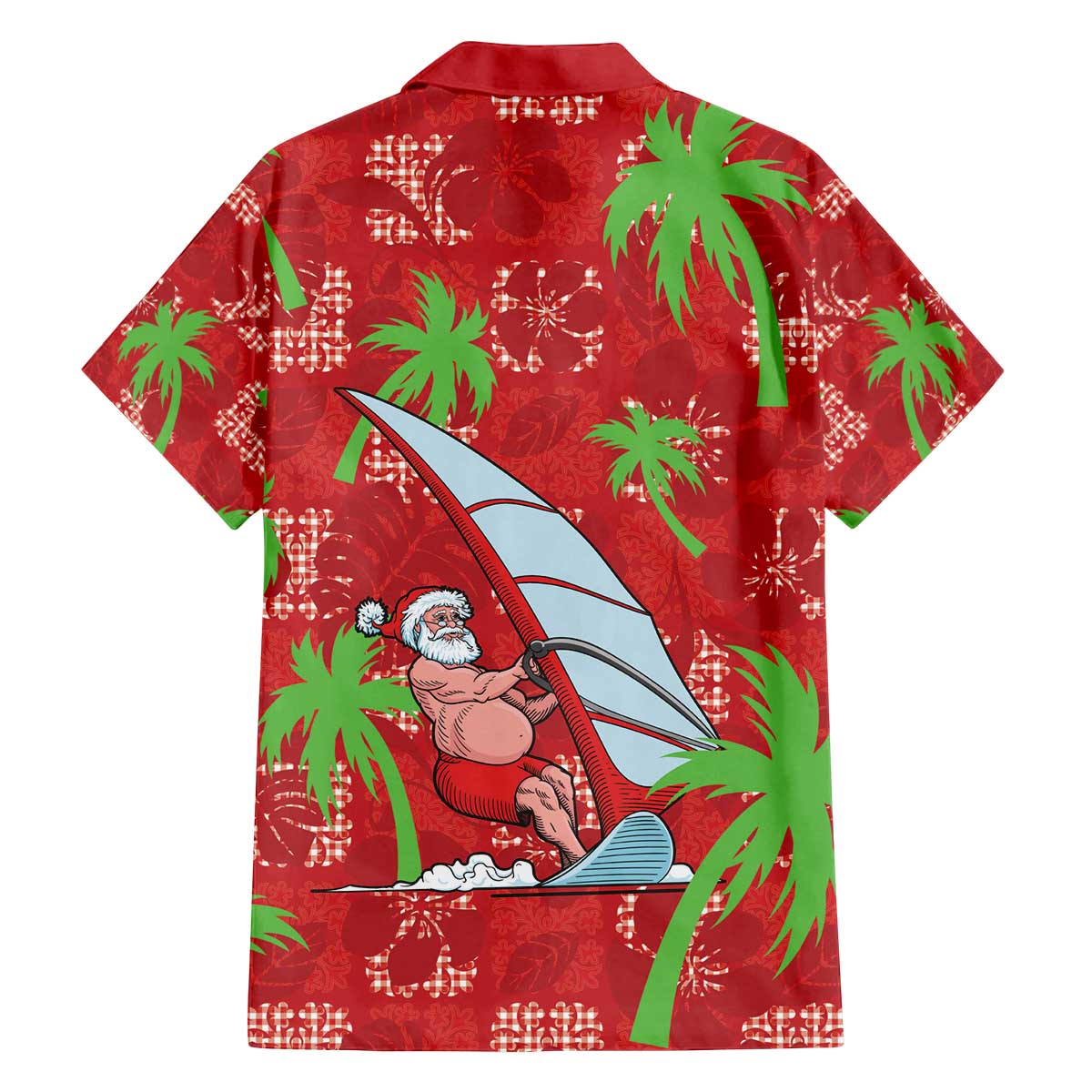 Aloha Hawaii Christmas Family Matching Off The Shoulder Long Sleeve Dress and Hawaiian Shirt Mele Kalikimaka Windsurfing Santa Palaka Quilt Motifs LT14 - Polynesian Pride