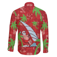 Aloha Hawaii Christmas Family Matching Off Shoulder Short Dress and Hawaiian Shirt Mele Kalikimaka Windsurfing Santa Palaka Quilt Motifs LT14 - Polynesian Pride