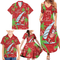 Aloha Hawaii Christmas Family Matching Summer Maxi Dress and Hawaiian Shirt Mele Kalikimaka Windsurfing Santa Palaka Quilt Motifs LT14 - Polynesian Pride