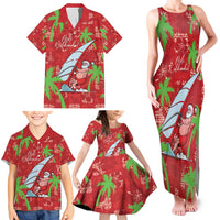 Aloha Hawaii Christmas Family Matching Tank Maxi Dress and Hawaiian Shirt Mele Kalikimaka Windsurfing Santa Palaka Quilt Motifs LT14 - Polynesian Pride