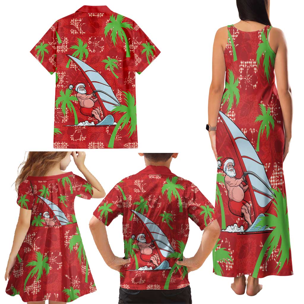 Aloha Hawaii Christmas Family Matching Tank Maxi Dress and Hawaiian Shirt Mele Kalikimaka Windsurfing Santa Palaka Quilt Motifs LT14 - Polynesian Pride