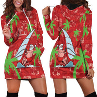 Aloha Hawaii Christmas Hoodie Dress Mele Kalikimaka Windsurfing Santa Palaka Quilt Motifs LT14 - Polynesian Pride