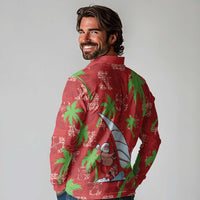 Aloha Hawaii Christmas Long Sleeve Polo Shirt Mele Kalikimaka Windsurfing Santa Palaka Quilt Motifs LT14 - Polynesian Pride