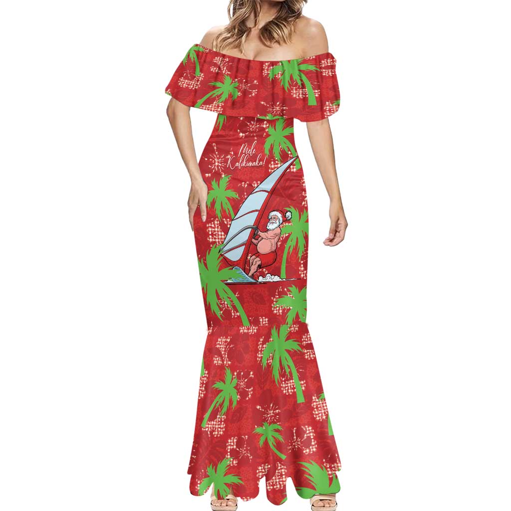 Aloha Hawaii Christmas Mermaid Dress Mele Kalikimaka Windsurfing Santa Palaka Quilt Motifs LT14 - Polynesian Pride