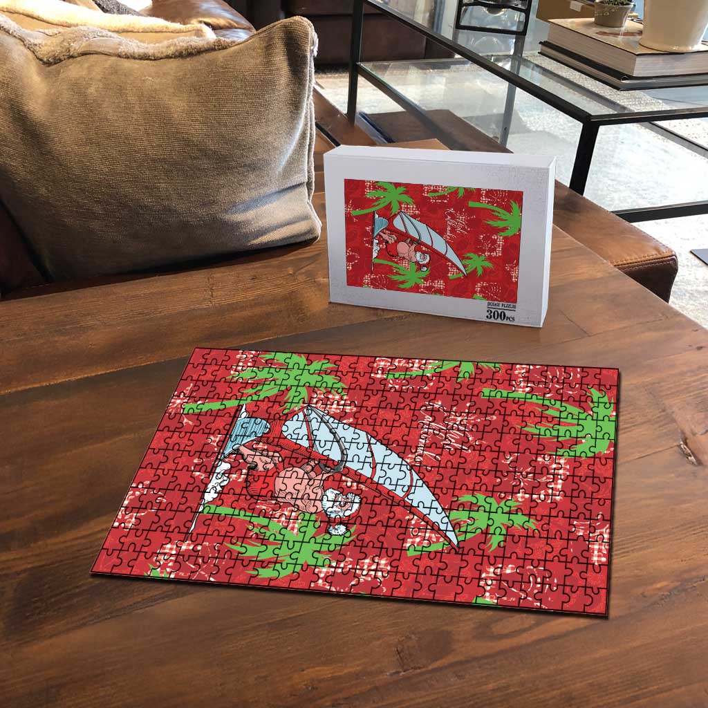 Aloha Hawaii Christmas Puzzle Mele Kalikimaka Windsurfing Santa Palaka Quilt Motifs - Polynesian Pride