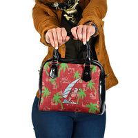 Aloha Hawaii Christmas Shoulder Handbag Mele Kalikimaka Windsurfing Santa Palaka Quilt Motifs - Polynesian Pride